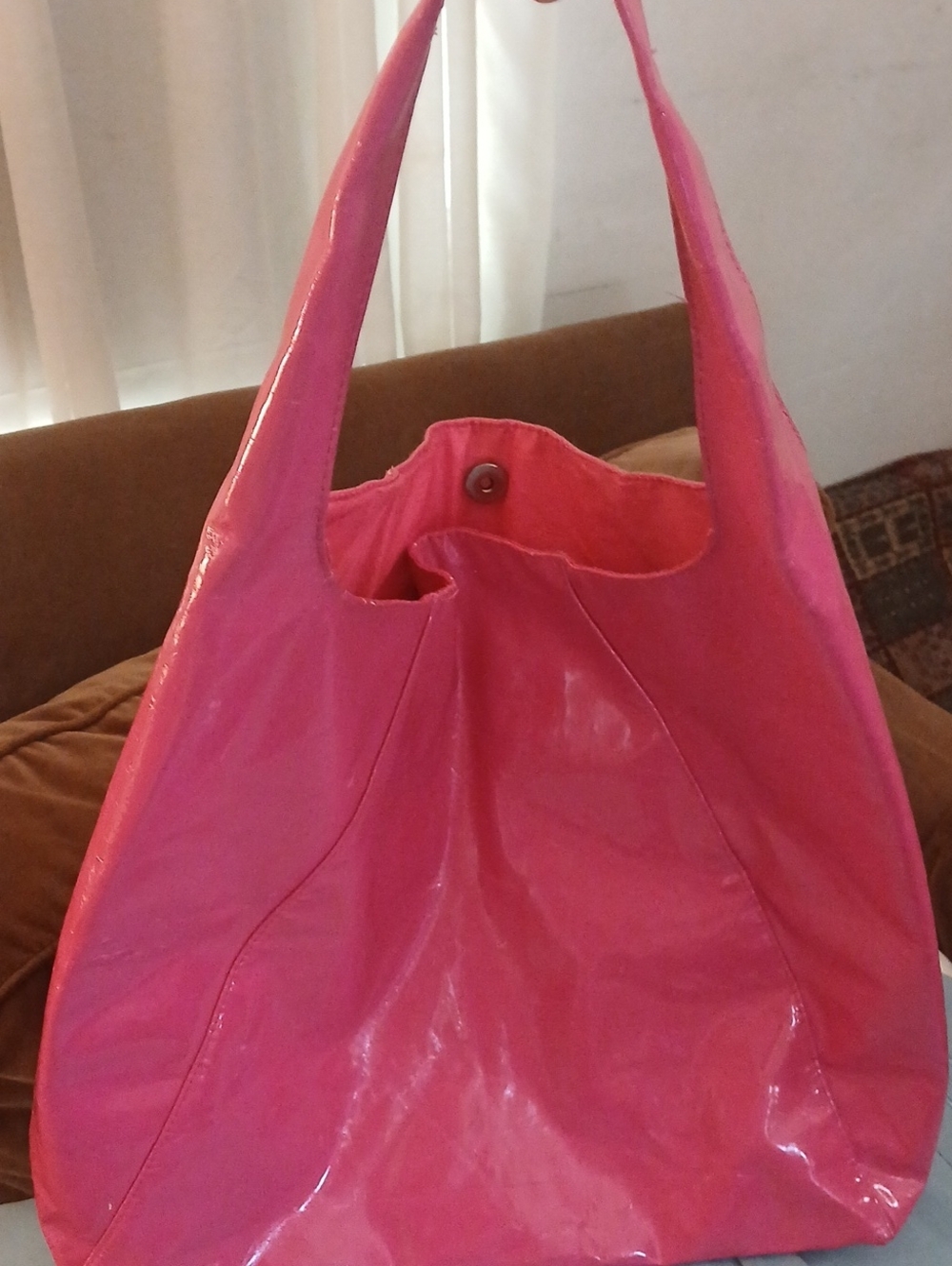 Stylish Pink Tote Bag - Patent Finish